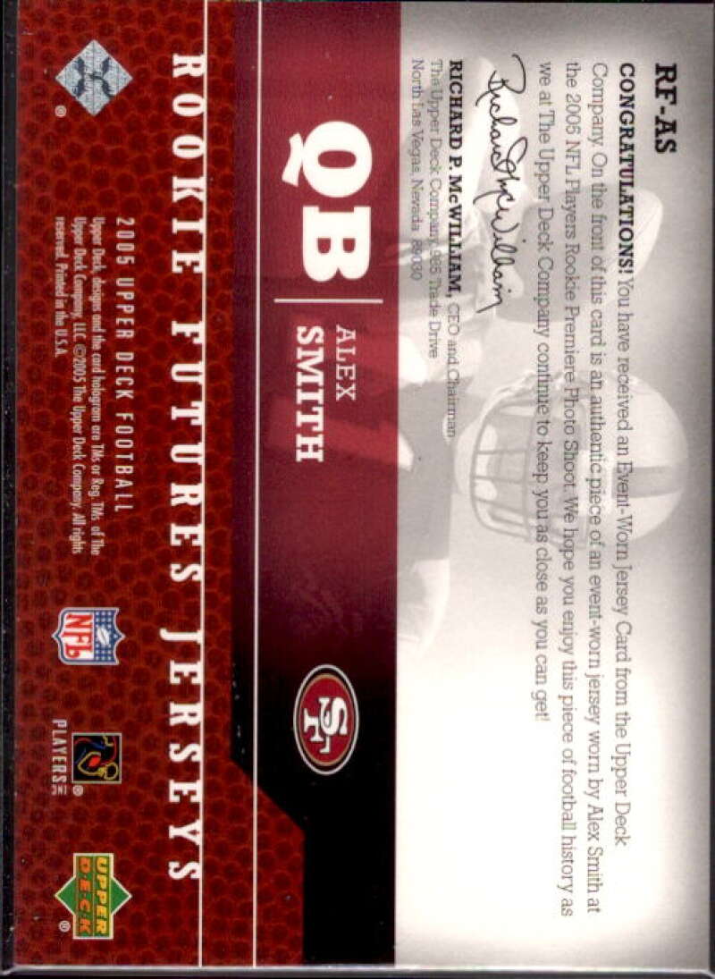 Alex Smith QB Card 2005 Upper Deck Rookie Futures Jerseys #AS  Image 2