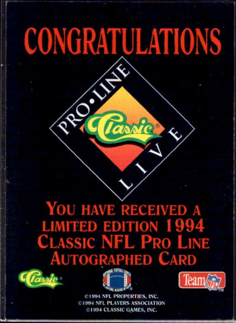 Leslie O'Neal Card 1994 Pro Line Live Autographs #99  Image 2