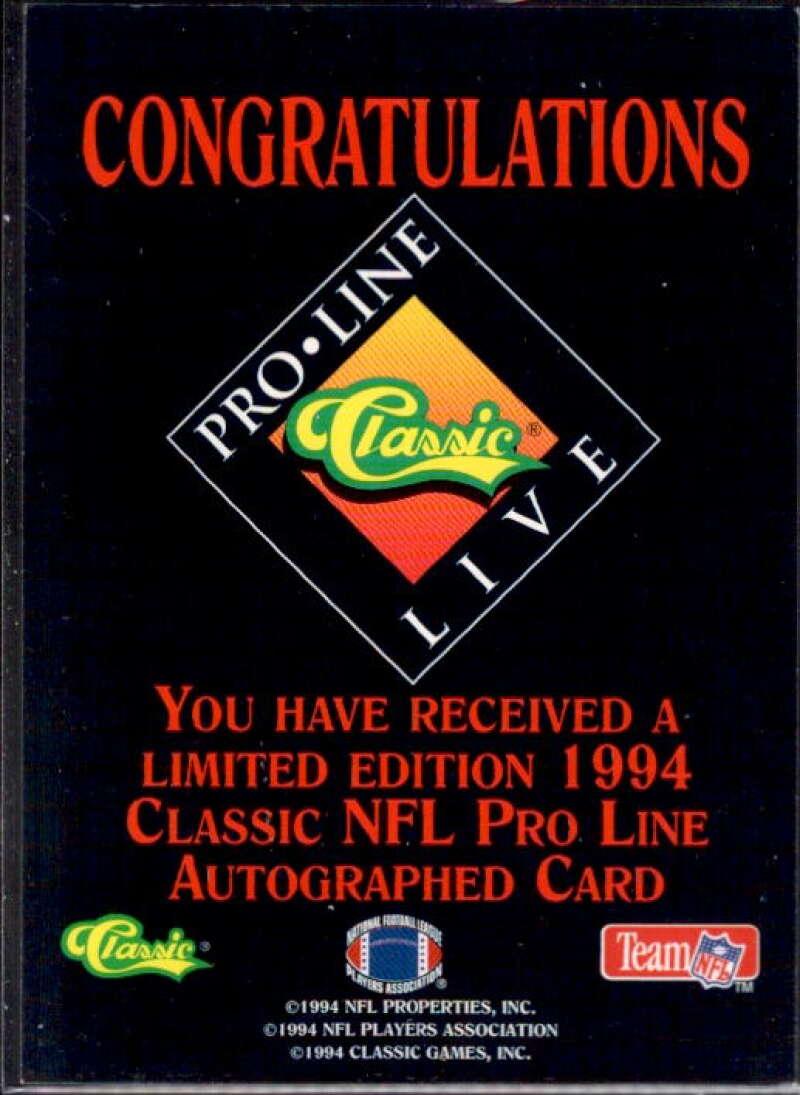 Darnay Scott Card 1994 Pro Line Live Autographs #107  Image 2