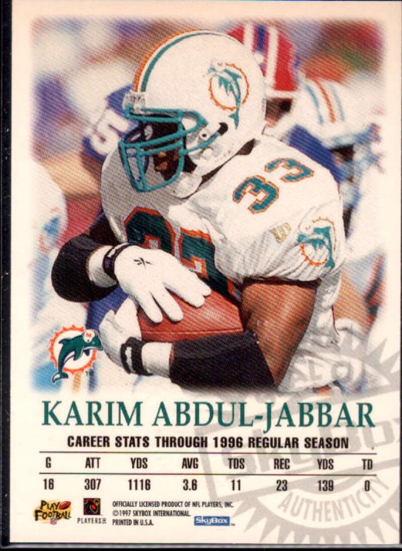 Karim Abdul-Jabbar Card 1997 SkyBox Premium Autographics #1  Image 2