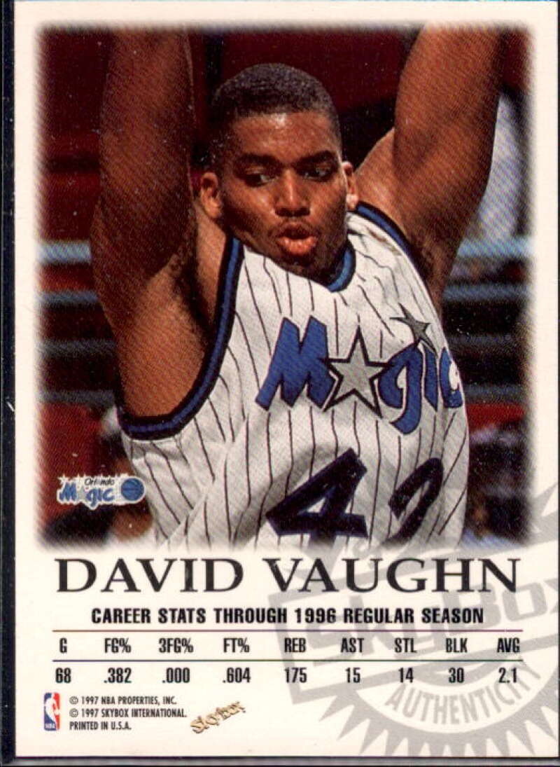 David Vaughn Card 1997-98 SkyBox Premium Autographics #105  Image 2