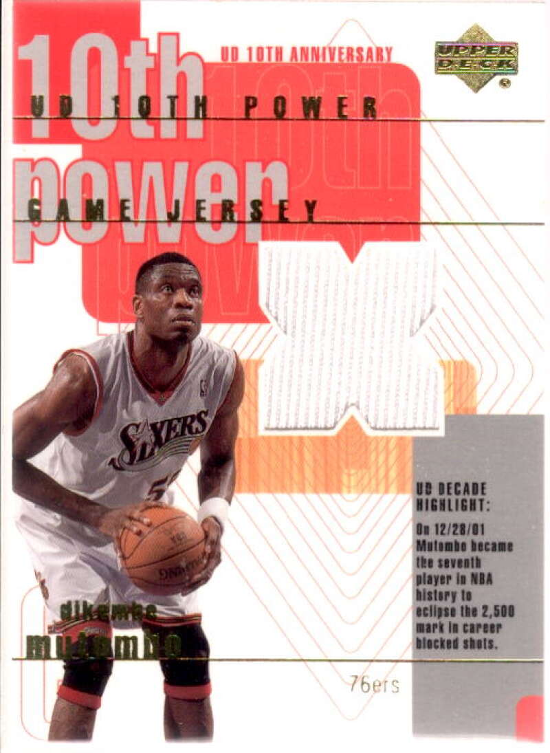 Dikembe Mutombo Card 2001-02 Upper Deck 10th Power Game Jerseys #MTX  Image 1