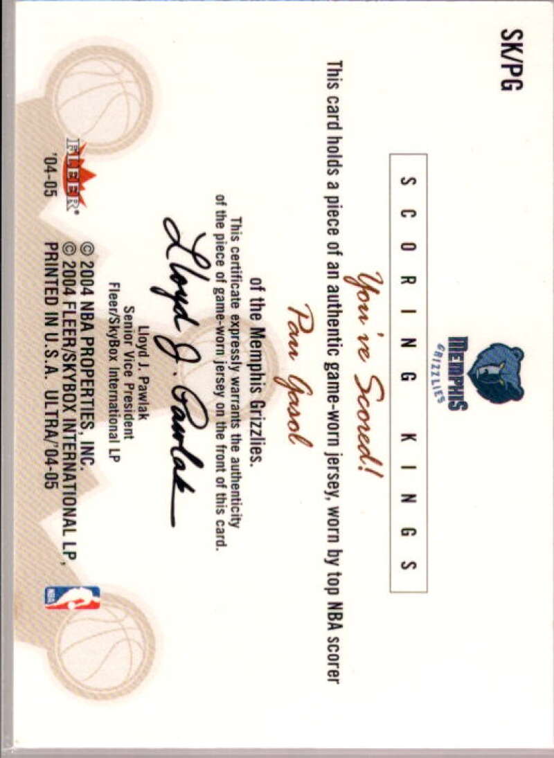 Pau Gasol Card 2004-05 Ultra Scoring Kings Game Used #PG  Image 2