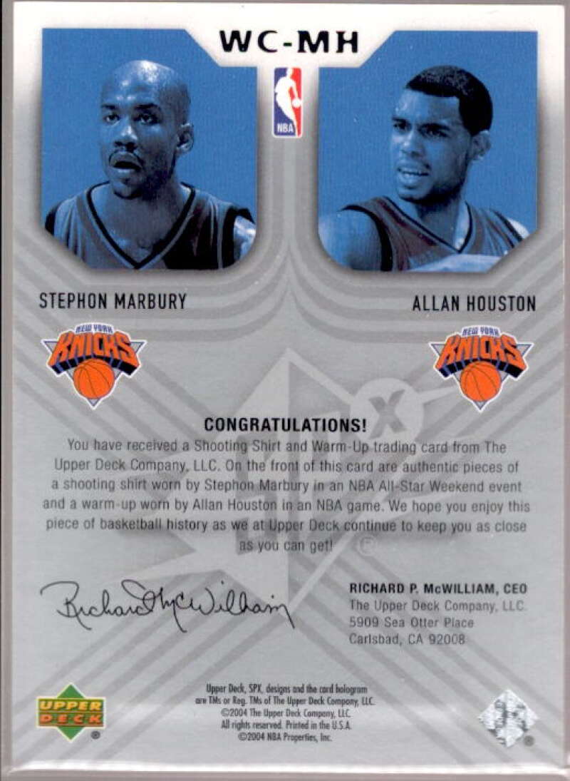 Stephon Marbury/Allan Houston Card 2004-05 SPx Winning Materials Combos #MH  Image 2