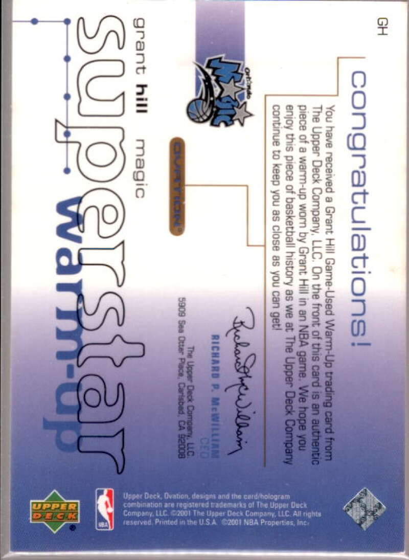Grant Hill Card 2001-02 Upper Deck Ovation Superstar Warm-Ups #GH  Image 2