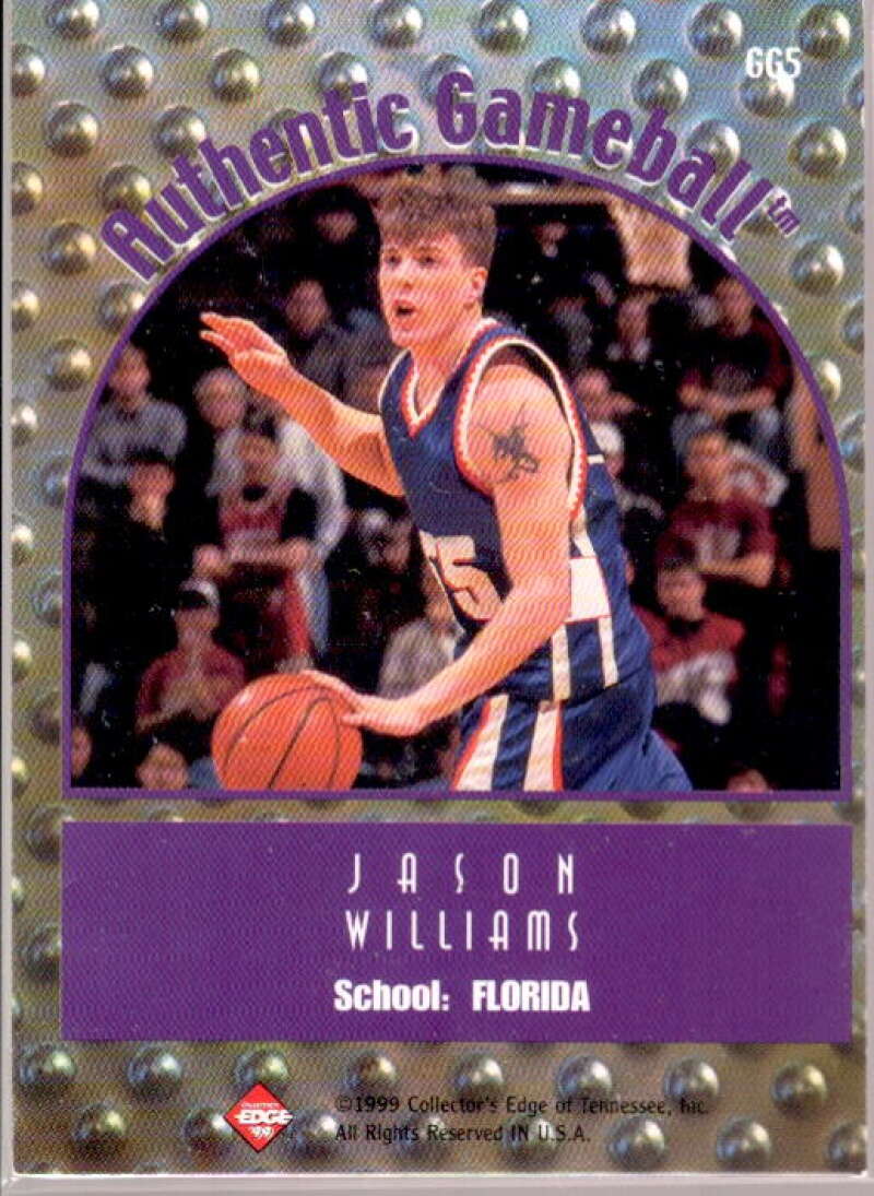 Jason Williams Card 1999 Collector's Edge Rookie Rage Game Ball #GG5  Image 2