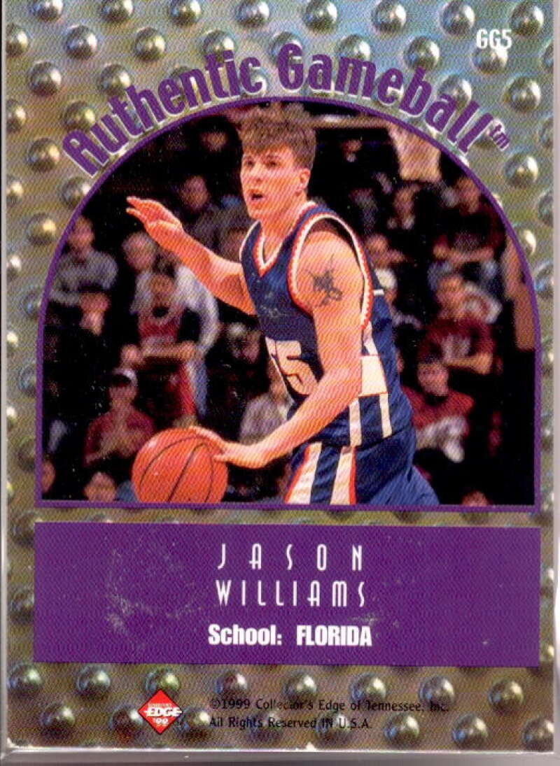 Jason Williams Card 1999 Collector's Edge Rookie Rage Game Ball #GG5  Image 2