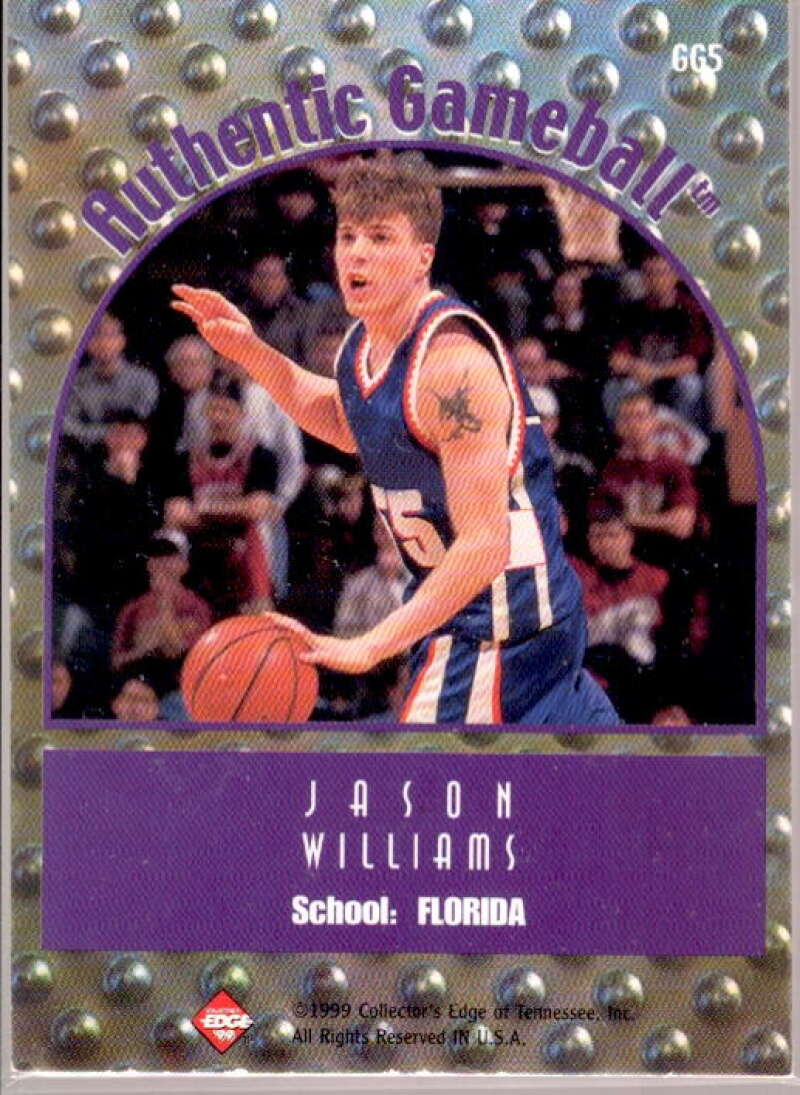 Jason Williams Card 1999 Collector's Edge Rookie Rage Game Ball #GG5  Image 2