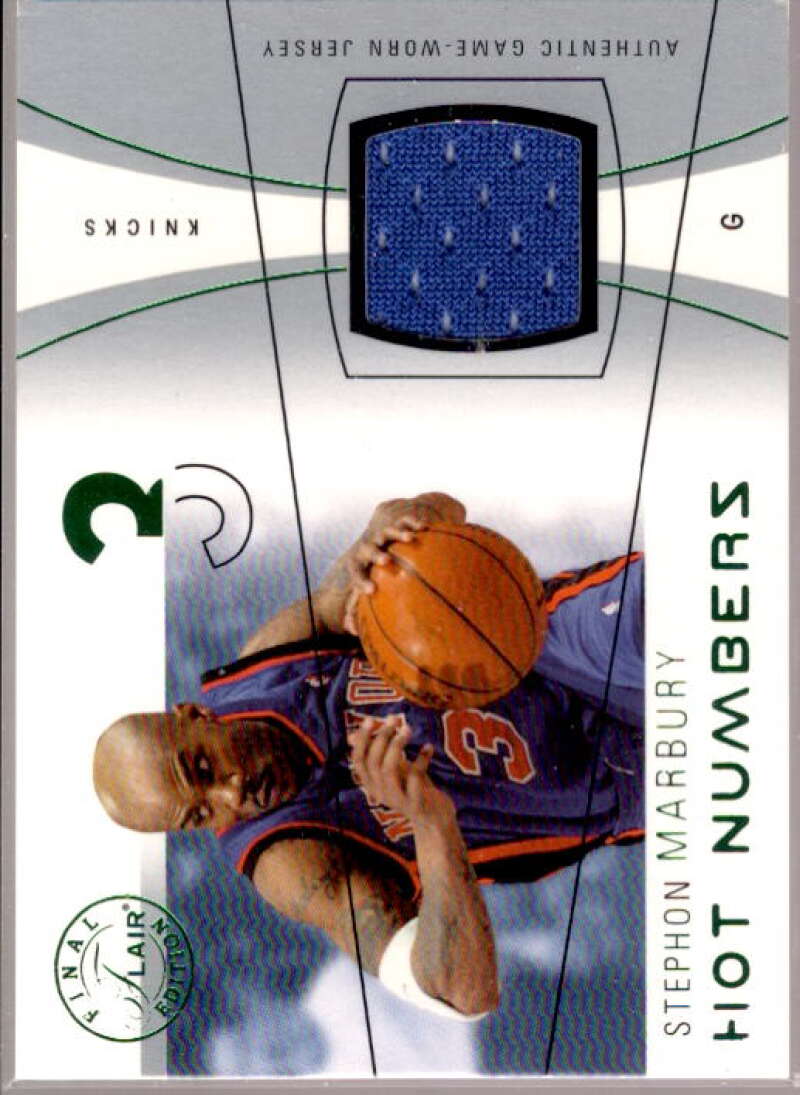 Stephon Marbury Card 2003-04 Flair Final Edition Hot Numbers Jerseys Green #STM  Image 1