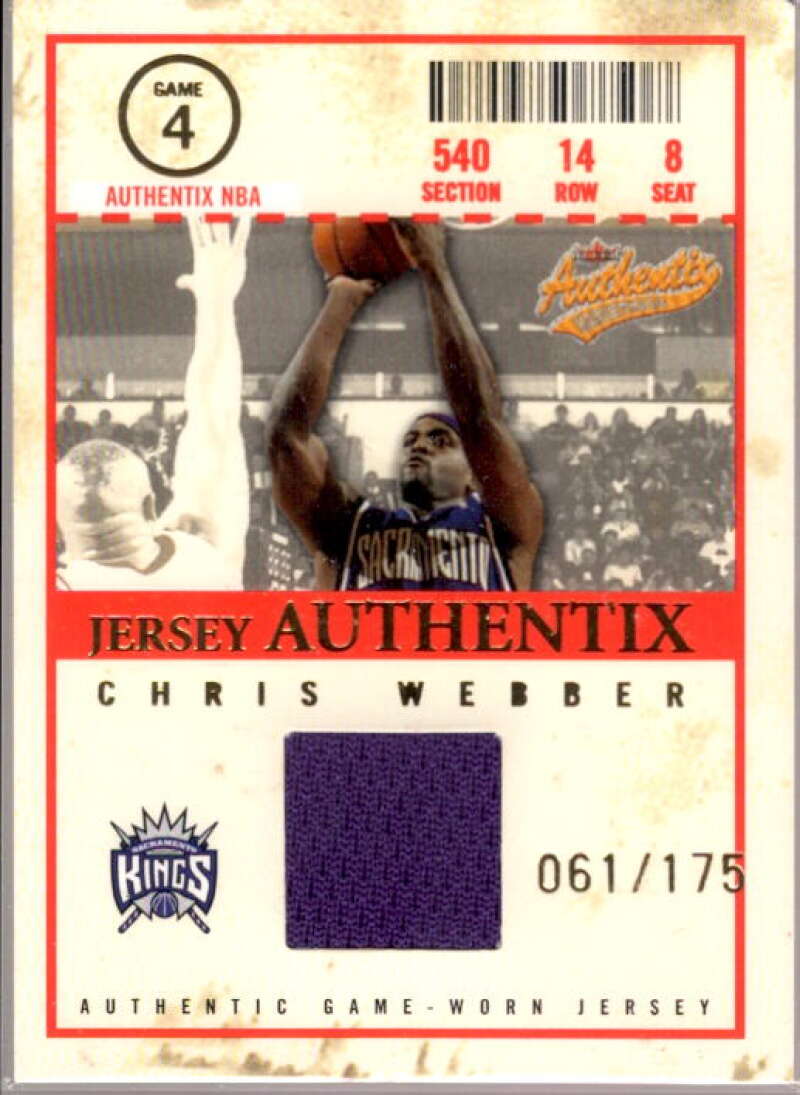 Chris Webber Card 2004-05 Fleer Authentix Jerseys #20  Image 1