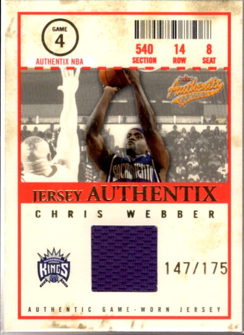 Chris Webber Card 2004-05 Fleer Authentix Jerseys #20  Image 1