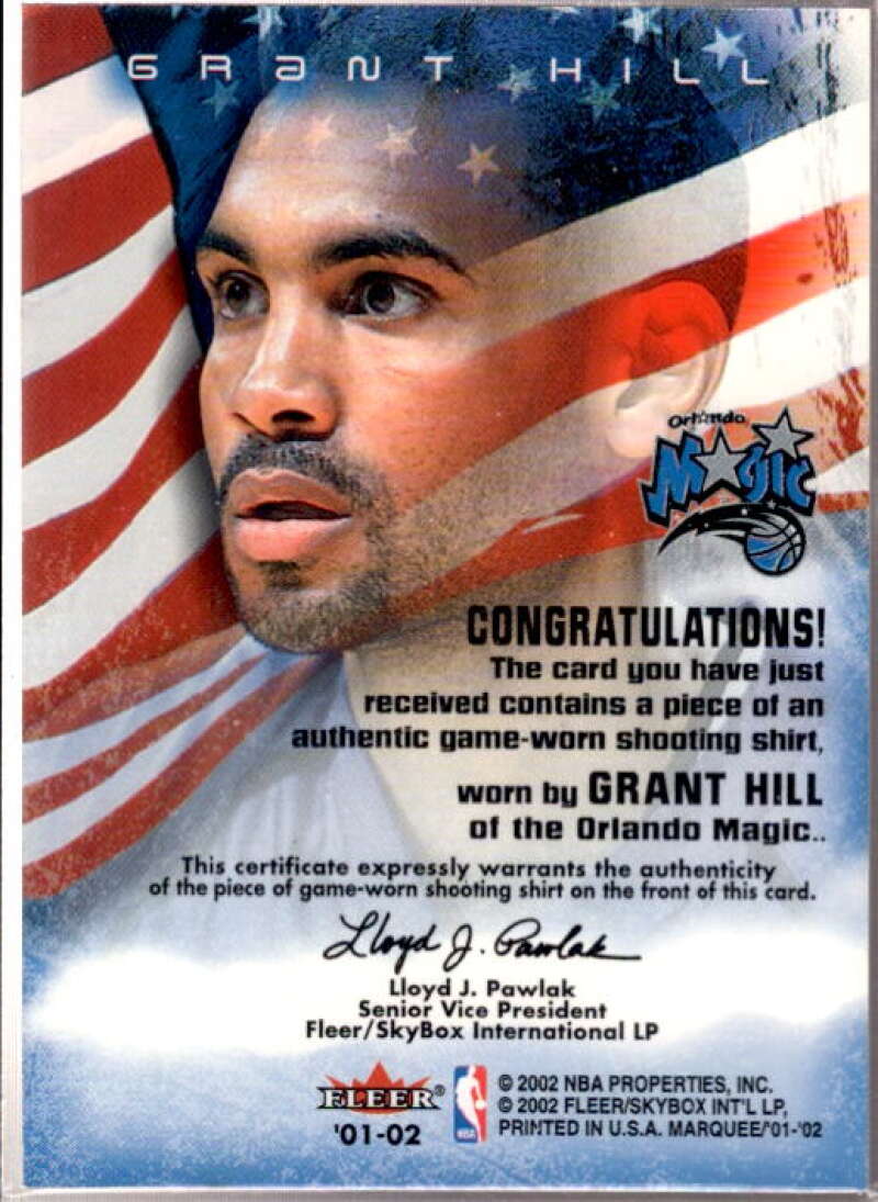 Grant Hill Card 2001-02 Fleer Marquee Banner Season Memorabilia #GH  Image 2