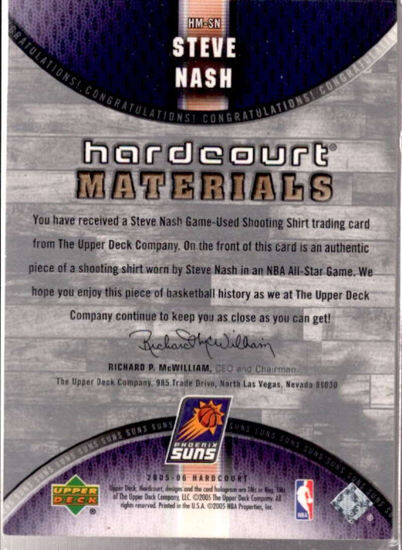 Steve Nash Card 2005-06 Upper Deck Hardcourt Materials #SN  Image 2
