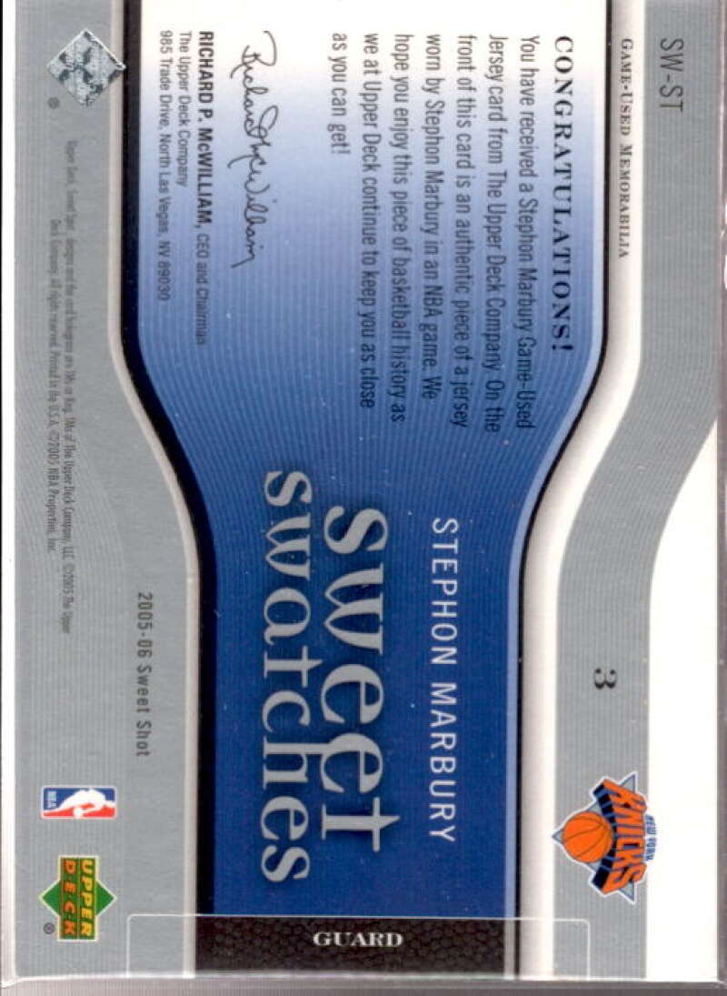 Stephon Marbury Card 2005-06 Sweet Shot Sweet Swatches #ST  Image 2