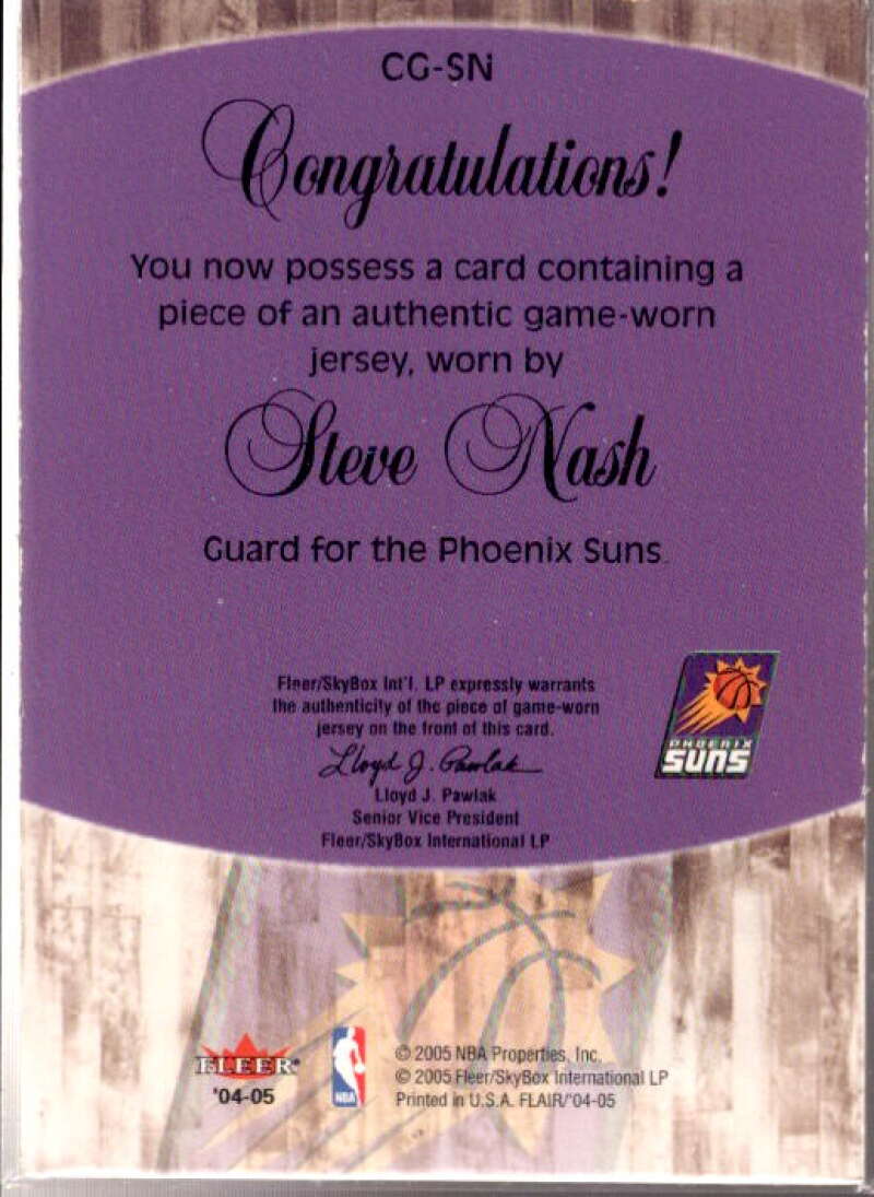 Steve Nash Card 2004-05 Flair Courting Greatness Jerseys Retail #SN  Image 2