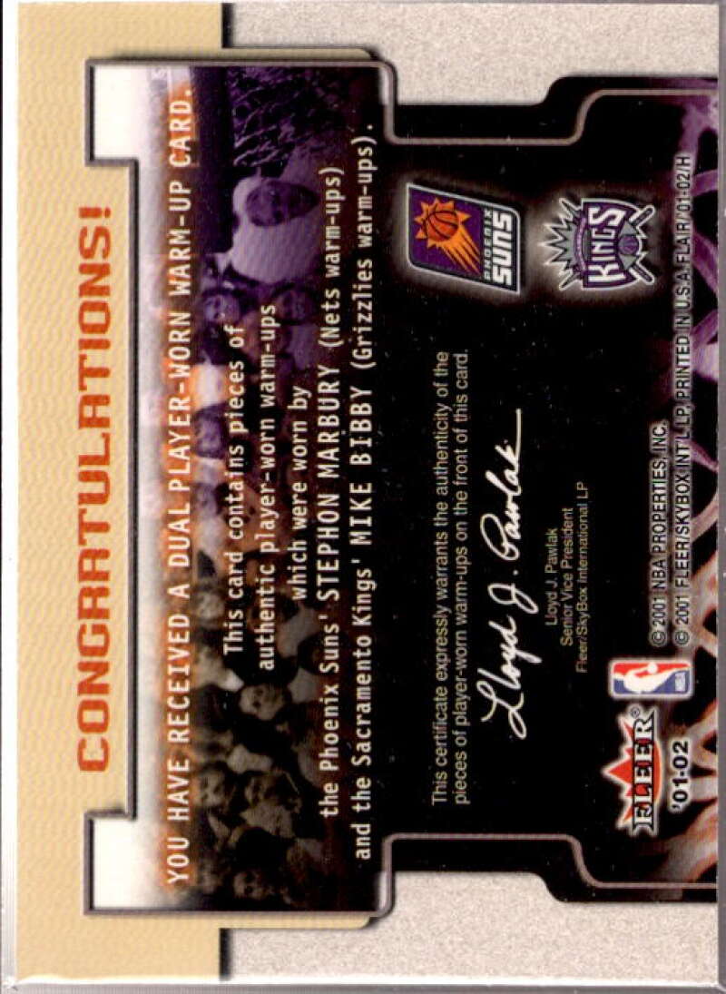 Stephon Marbury/Mike Bibby Card 2001-02 Flair Warming Up Dual #7  Image 2