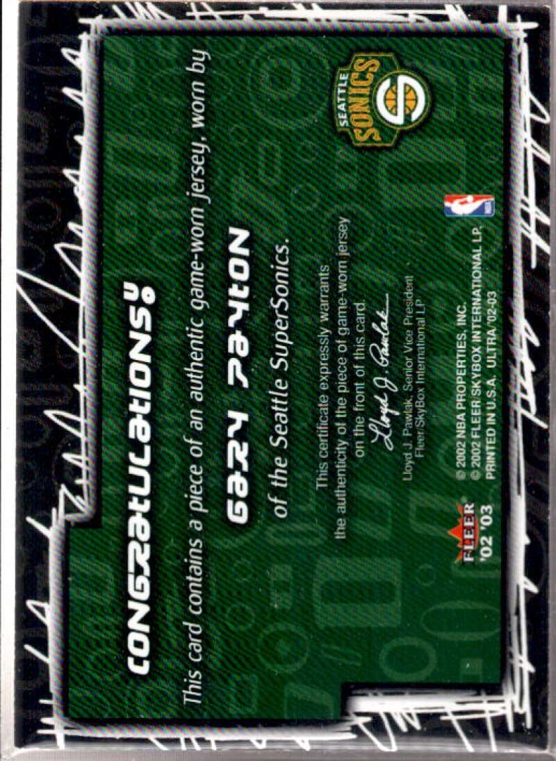 Gary Payton Card 2002-03 Ultra O! Game Used #17  Image 2