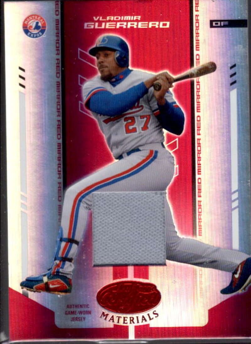 V.Guerrero Expos Jsy Card 2004 Leaf Certified Materials Mirror Fabric Red #203  Image 1