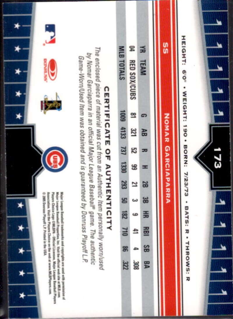 Nomar Garciaparra Bat Card 2005 Donruss Champions Impressions Material #173  Image 2