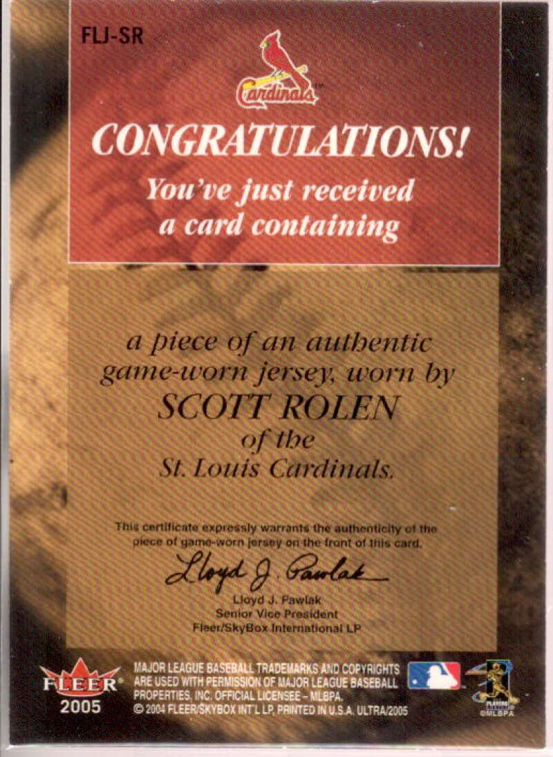 Scott Rolen Card 2005 Ultra Follow the Leader Jersey Red #SR  Image 2