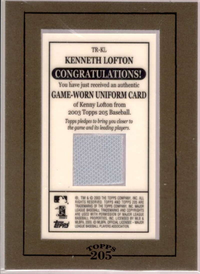 Kenny Lofton Uni Card 2003 Topps 205 Relics #KL2  Image 2