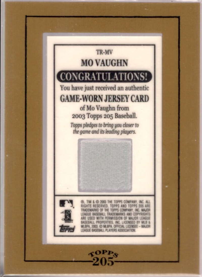 Mo Vaughn Jsy Card 2003 Topps 205 Relics #MV  Image 2