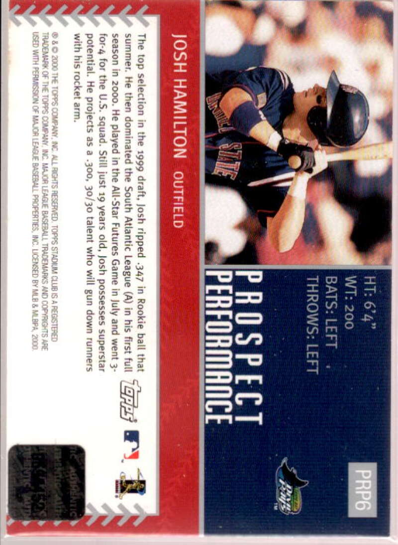 Josh Hamilton Card 2001 Stadium Club Prospect Performance #PRP6  Image 2