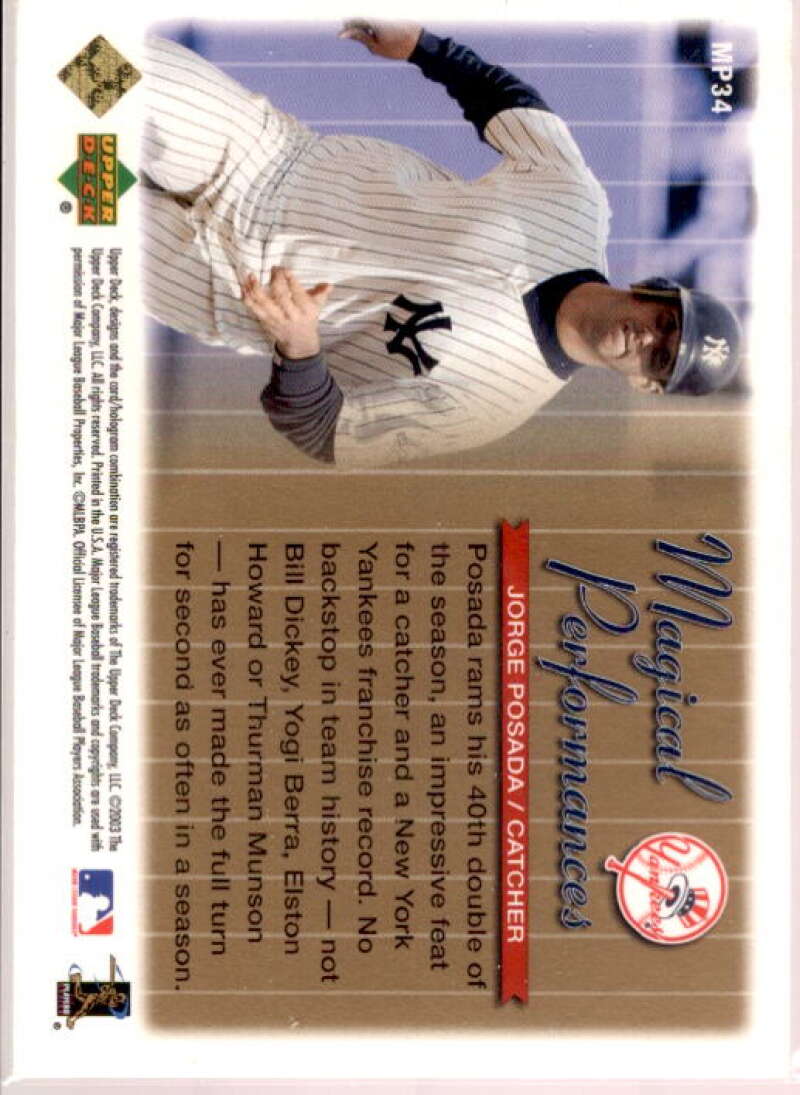 Jorge Posada 40 Doubles Card 2004 UpperDeck Magical Performances Gold #34  Image 2