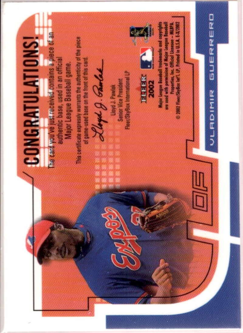 Vladimir Guerrero Card 2002 E-X Hit and Run Game Base #6  Image 2