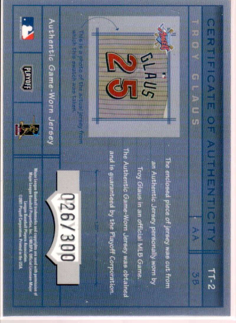 Troy Glaus Jsy Card 2001 Absolute Memorabilia Tools of the Trade #TT2  Image 2