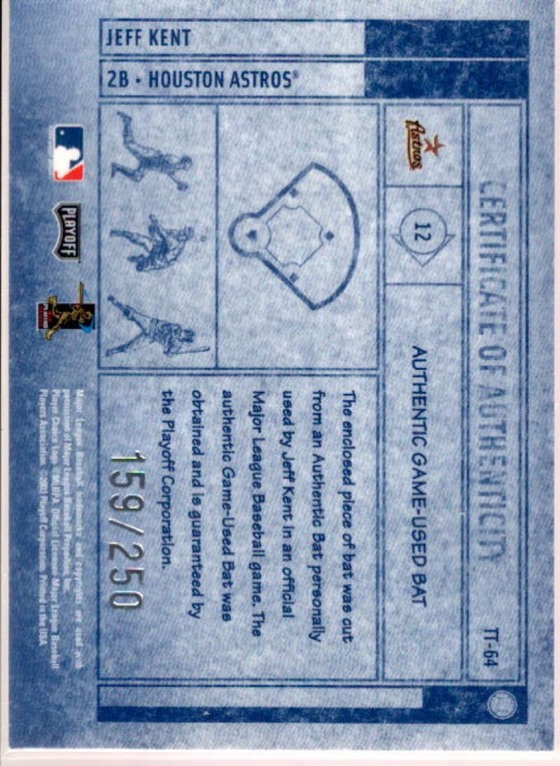 Jeff Kent Bat/250 2003 Absolute Memorabilia Tools of the Trade Materials #TT64  Image 2