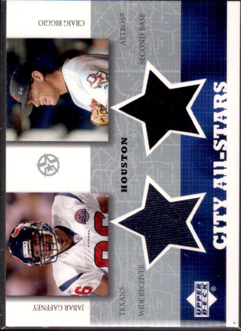 Jabbar Gaffney/Craig Biggio 2002 UD SuperStars City All-Stars Dual Jersey #JGCB  Image 1