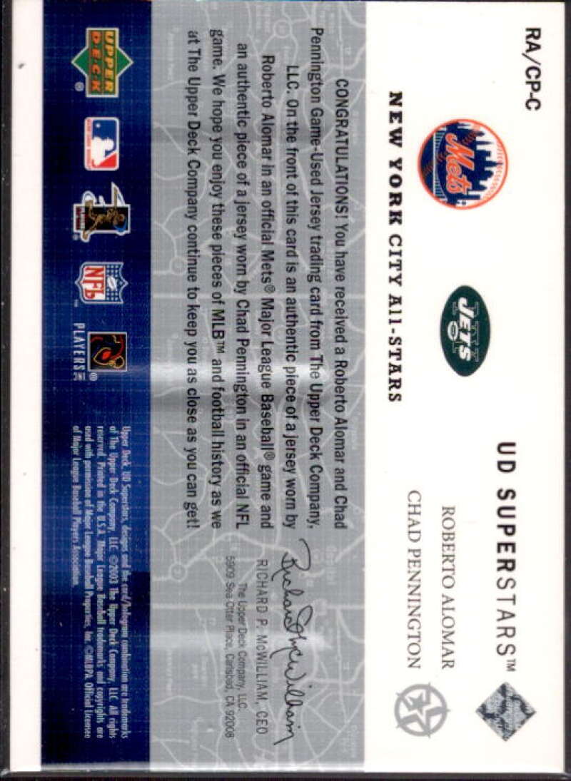 Roberto Alomar/Pennington 2002-03 UD SuperStars City All-Star Dual Jersey #RACP  Image 2
