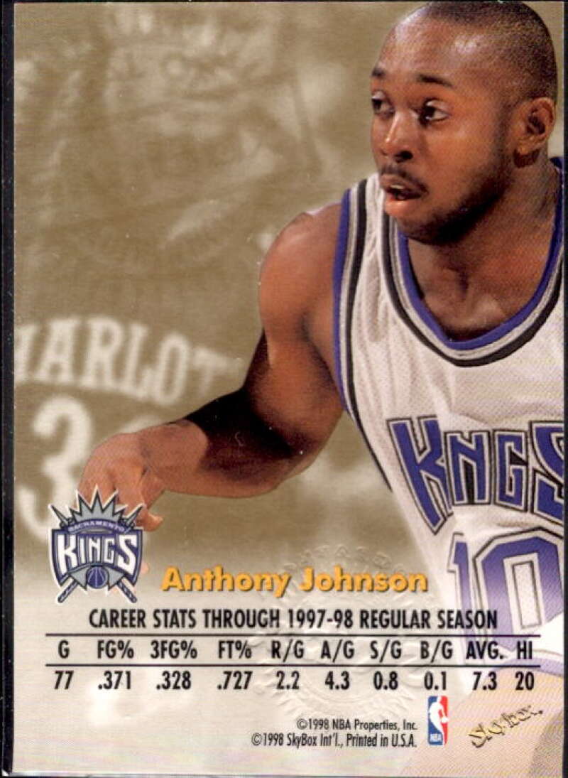 Anthony Johnson Card 1998-99 SkyBox Premium Autographics #63  Image 2