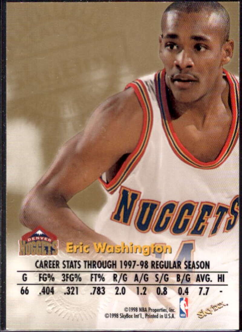 Eric Washington Card 1998-99 SkyBox Premium Autographics #130  Image 2