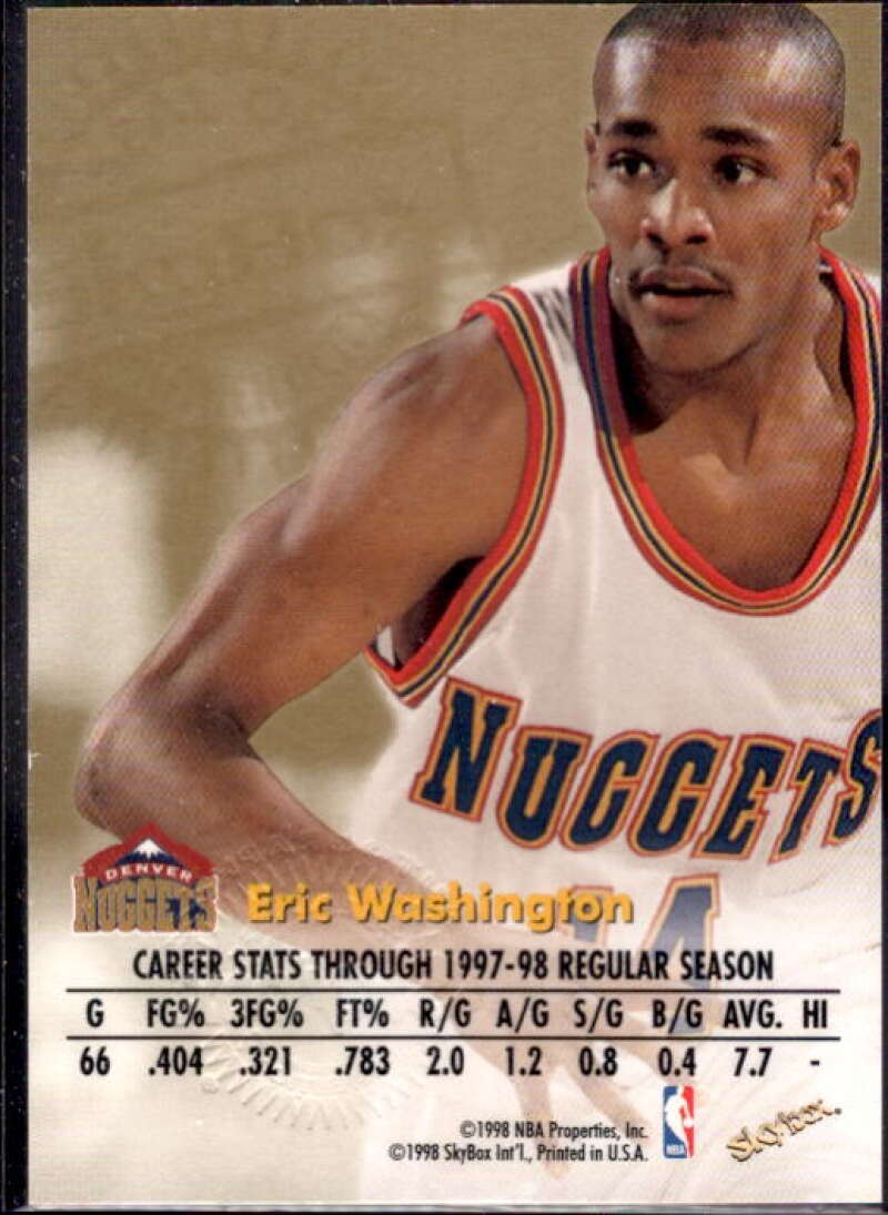 Eric Washington Card 1998-99 SkyBox Premium Autographics #130  Image 2