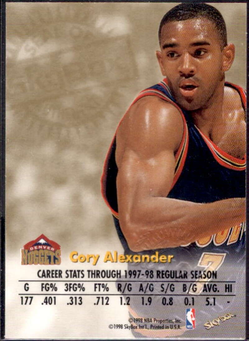 Cory Alexander Card 1998-99 SkyBox Premium Autographics #3  Image 2