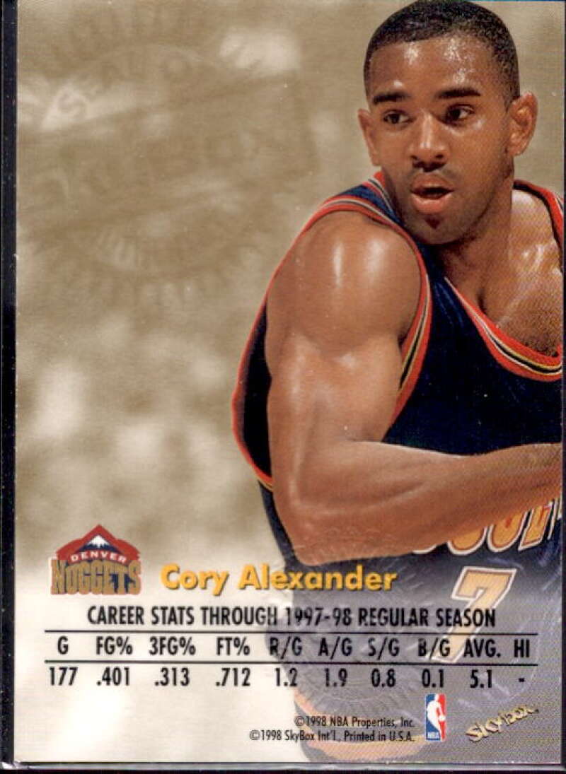 Cory Alexander Card 1998-99 SkyBox Premium Autographics #3  Image 2