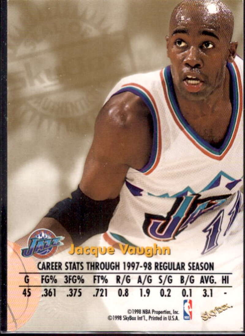 Jacque Vaughn Card 1998-99 SkyBox Premium Autographics #128  Image 2