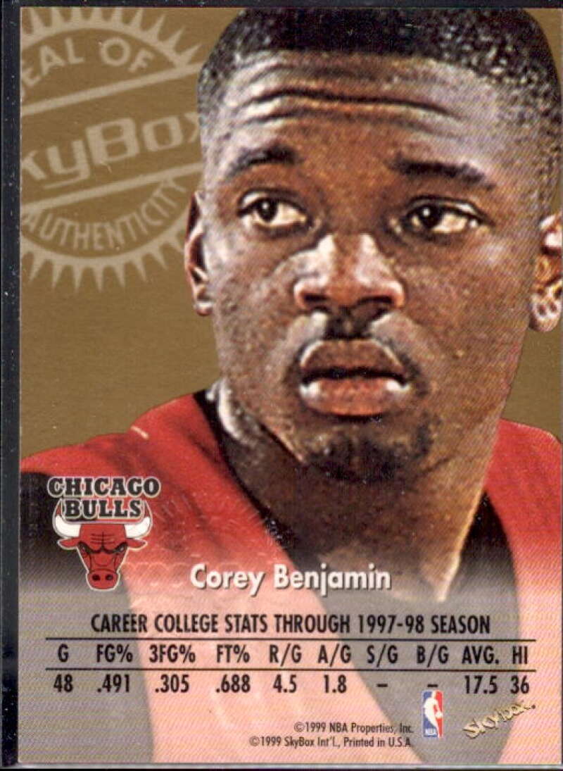 Corey Benjamin Card 1998-99 SkyBox Premium Autographics #12  Image 2