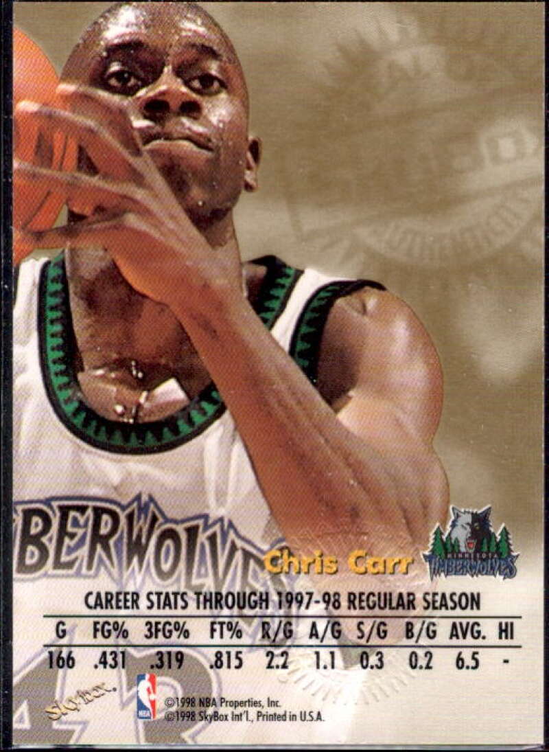 Chris Carr Card 1998-99 SkyBox Premium Autographics #23  Image 2