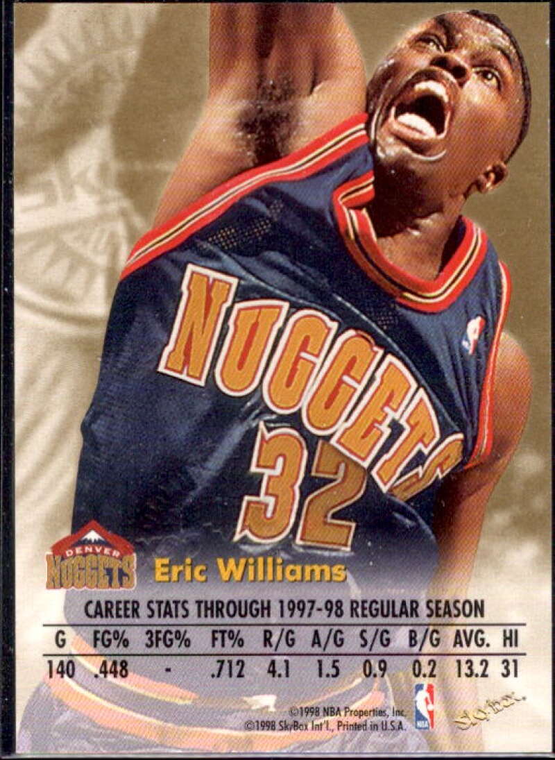 Eric Williams Card 1998-99 SkyBox Premium Autographics #134  Image 2