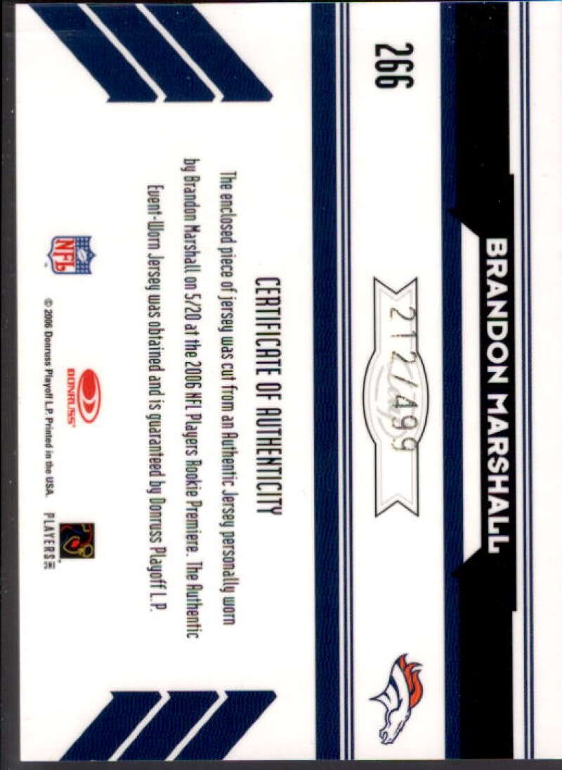 Brandon Marshall 2006 Leaf Rookies and Star Longevity Target Ruby Parallel #266  Image 2