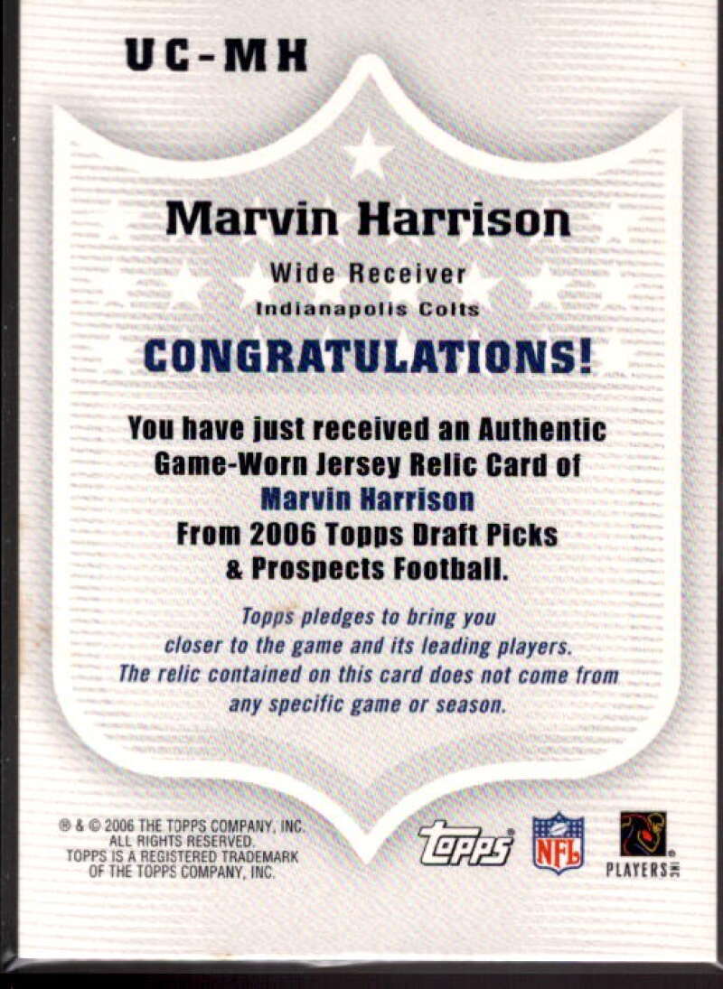 Marvin Harrison 2006 Topps Draft Picks and Prospects Upperclassmen Jersey #UCMH  Image 2