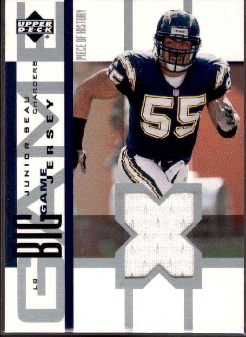 Junior Seau Card 2002 UD Piece of History The Big Game Jerseys #BGJJS  Image 1