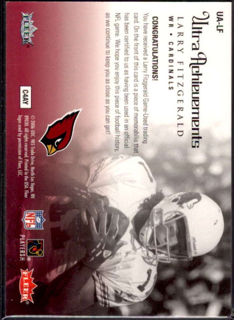 Larry Fitzgerald Card 2006 Ultra Achievements Jerseys #UALF  Image 2