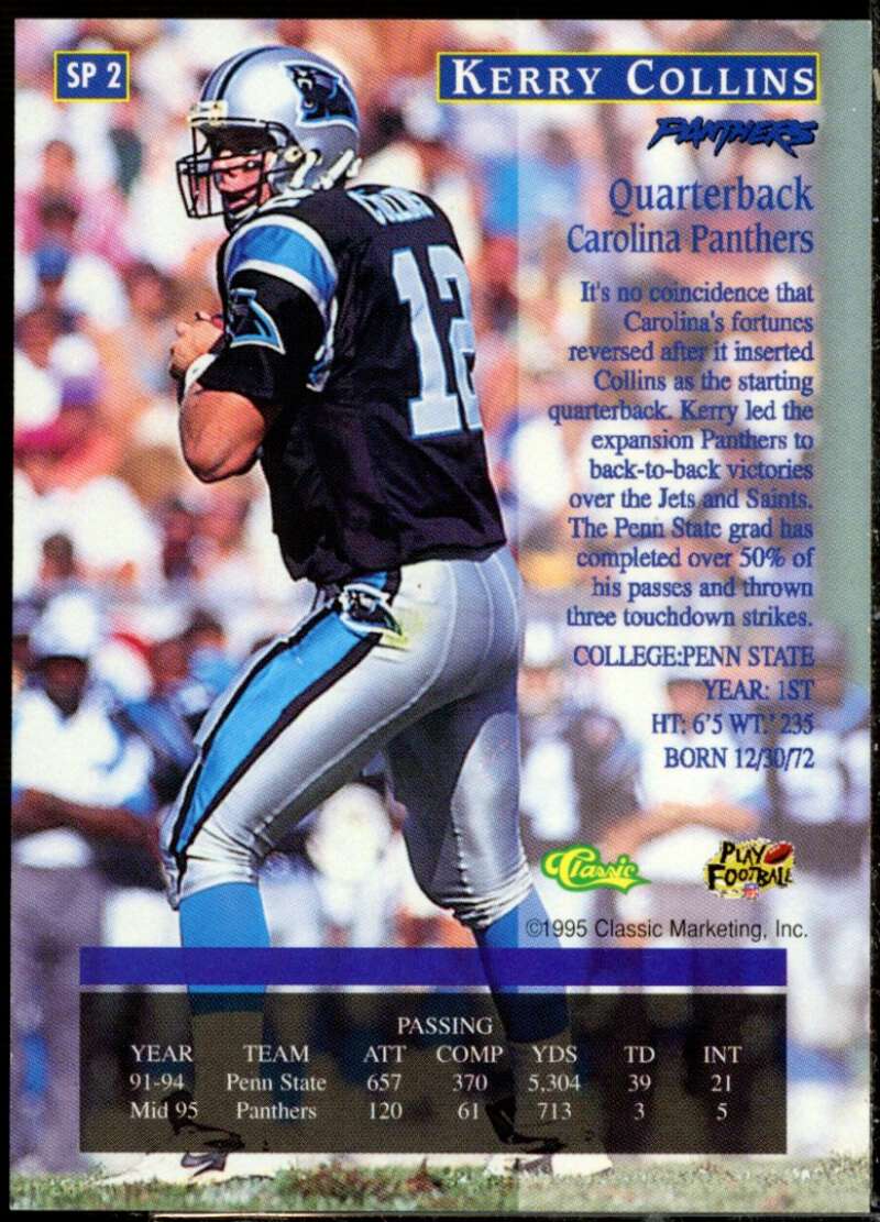 Kerry Collins Rookie Card 1996 Classic SP Autographs #SP2  Image 2