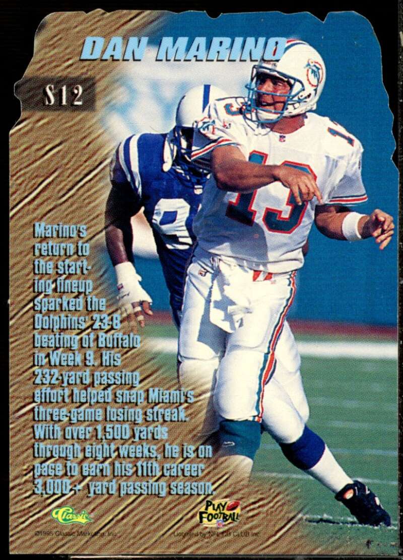 Dan Marino Card 1996 Classic NFL Experience Sculpted #S12  Image 2