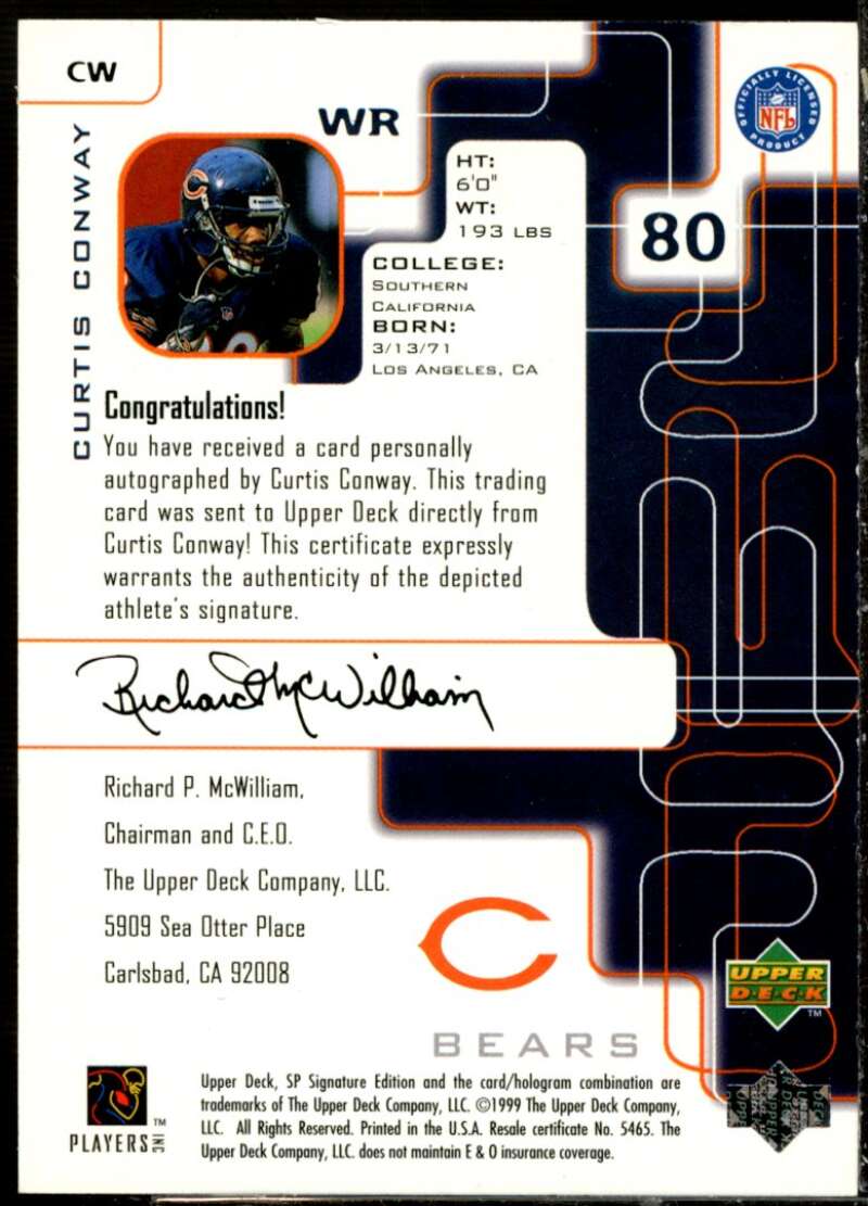 Curtis Conway Card 1999 SP Signature Autographs #CW  Image 2