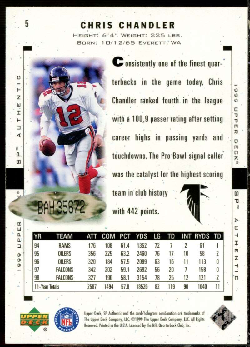 C.Chandler 99SPA Card 2000 SP Authentic Buy Back Autographs #42  Image 2